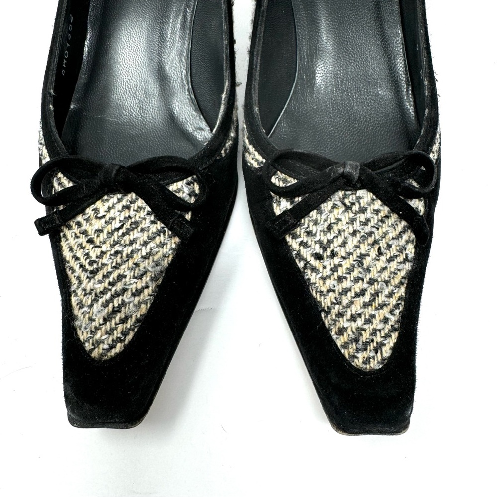 STUART WEITZMAN black suede and tweed heels, size 9 - Picture 5 of 10